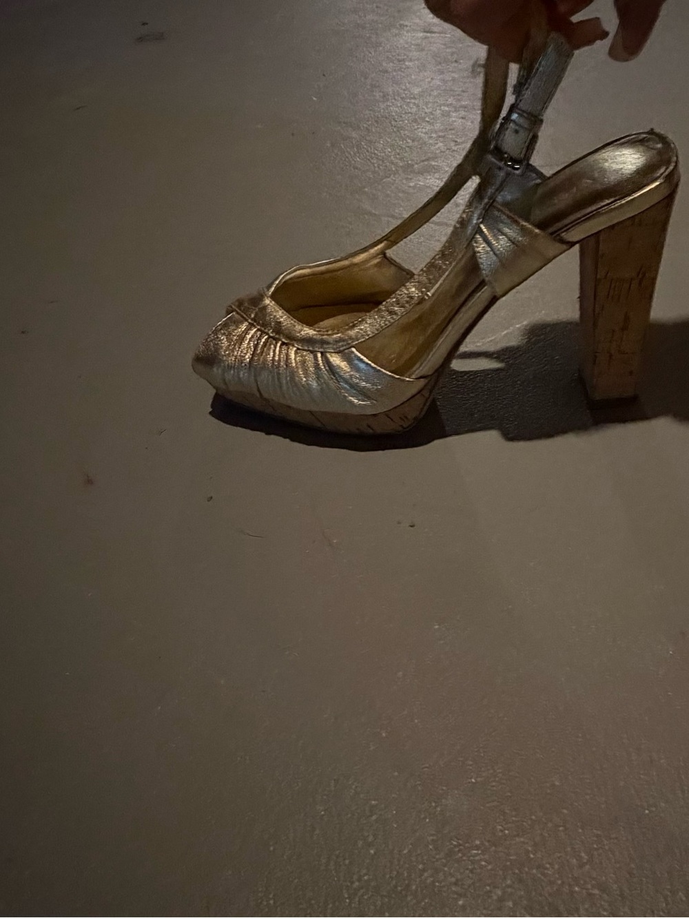 Aldo Metallic Gold T-Strap Platform Sandals